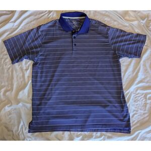 Vintage 2012 Adidas Climalite Men's Blue, Black, And White Polo Size XL